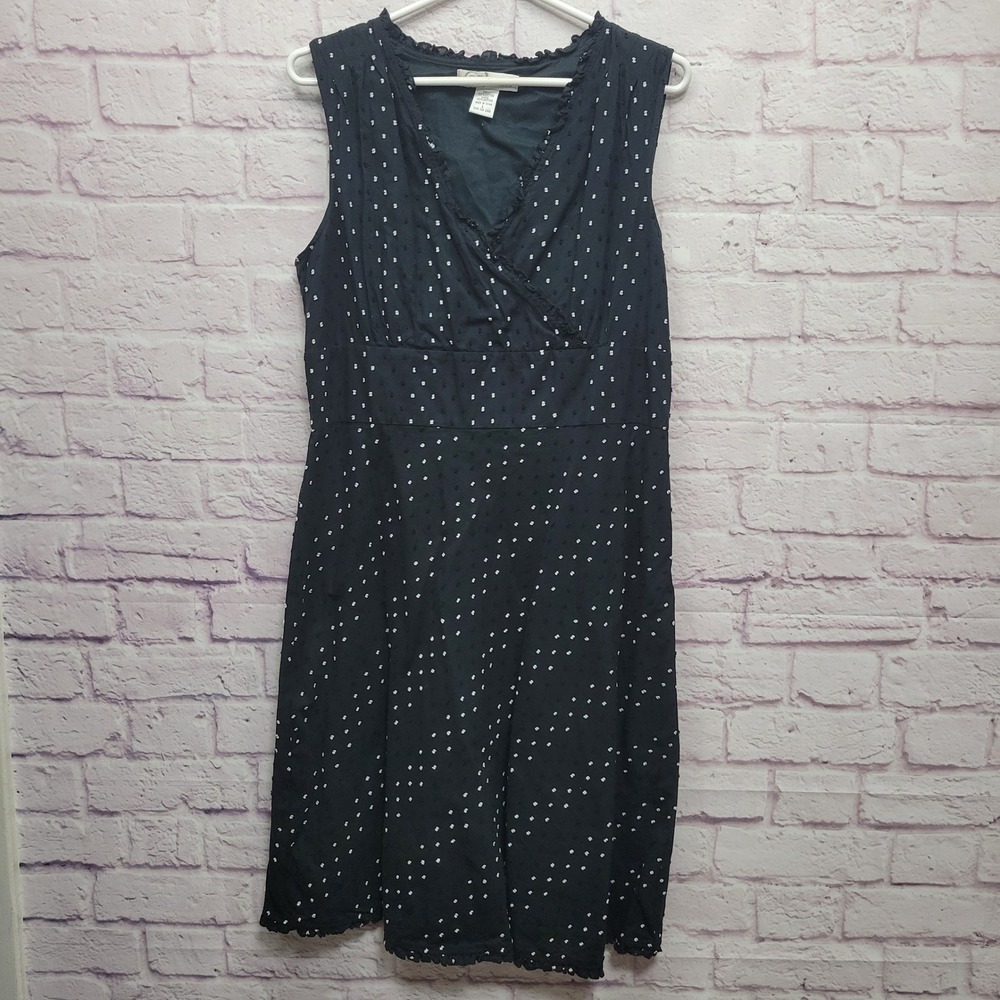 Silk Assets Diane Von Furstenberg‎ Dress Size L Black Raised Swiss Polka Dots